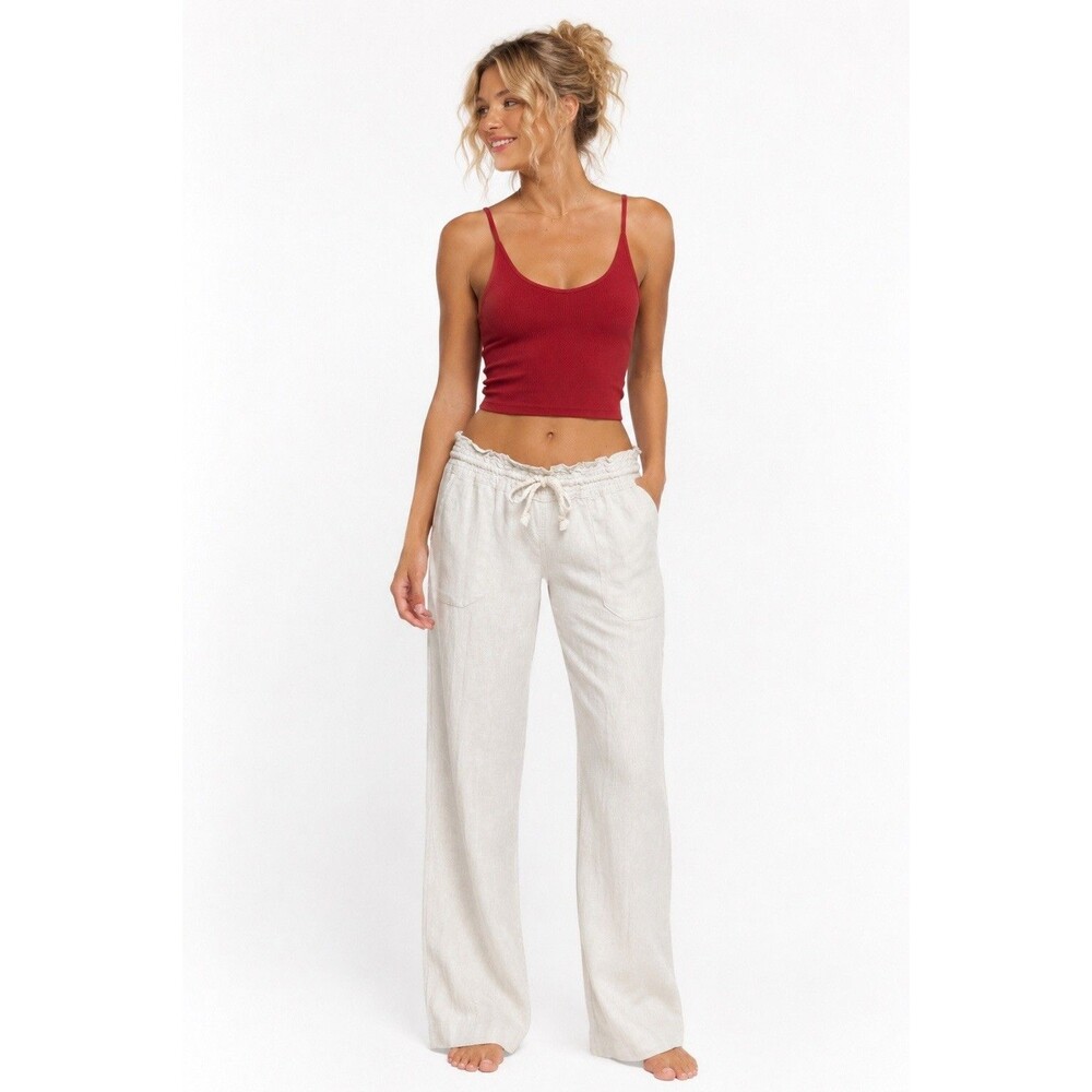 Roxy Oceanside Linen Blend Pants Summer Beach Wide Leg Size XS NWT